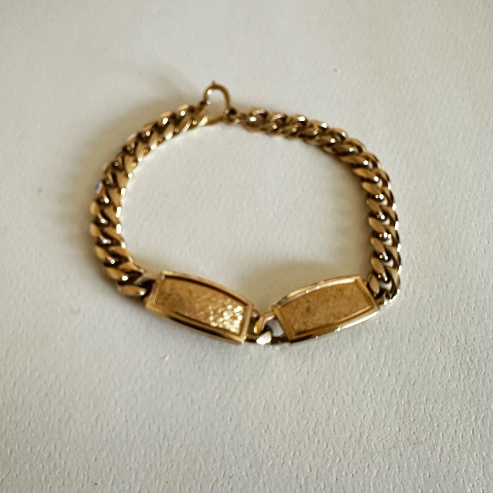 Vintage Speidel Gold Tone Engravable ID Chain Link Bracelet